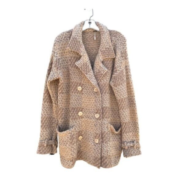 Free People Oversized Double Breasted Chunky Wool Cardigan/Coat Size Small - Picture 1 of 7